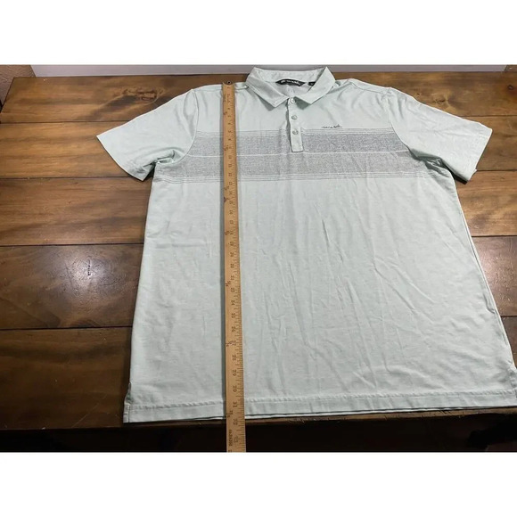 Travis Mathew Polo Shirt Mens Size 2XL Mint Green Striped Golf Casual Retro - Picture 4 of 7